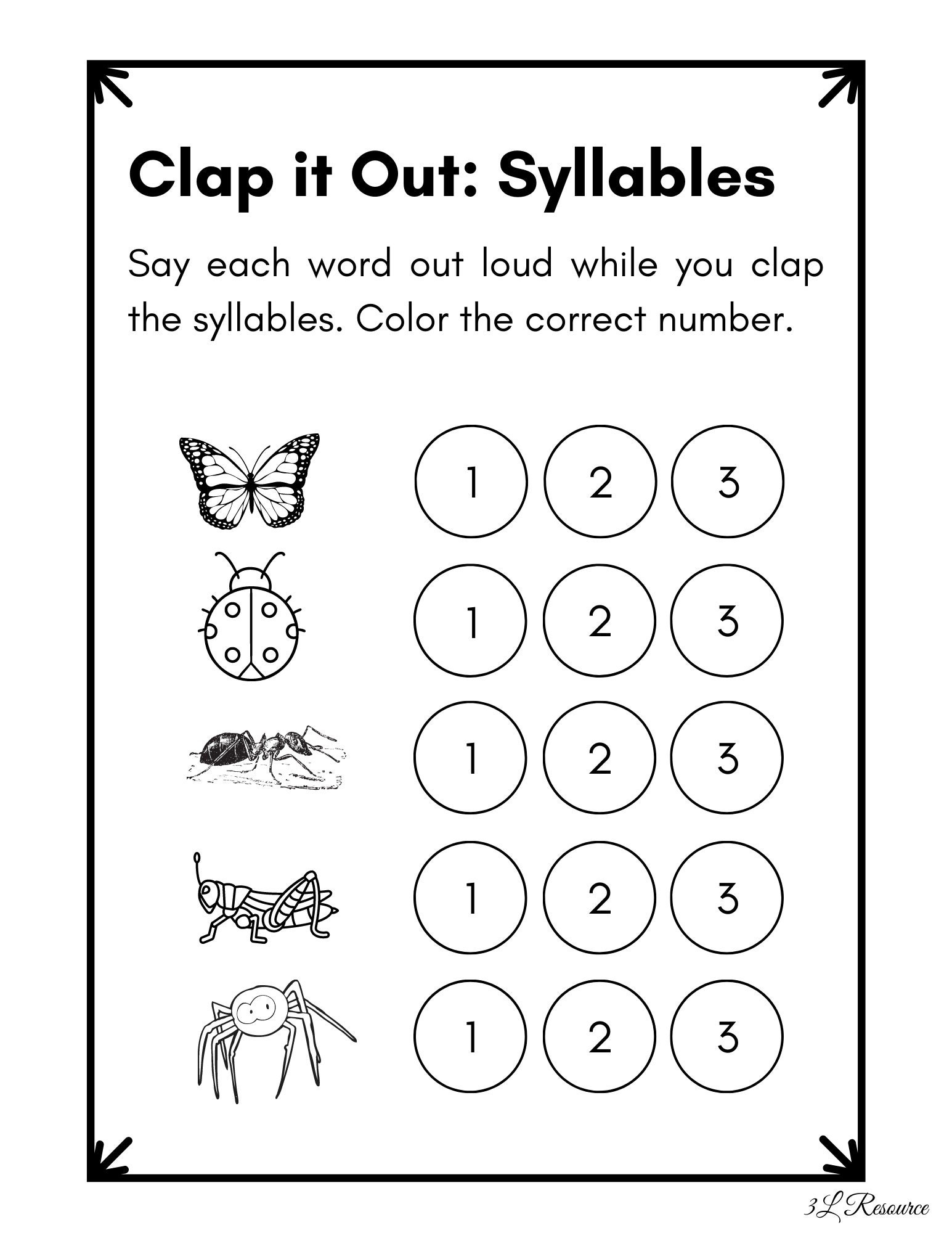Clap It Out Syllables Worksheet Kindergarten Preschool Etsy Clap It Out Syllables Worksheet Kindergarten Preschool Etsy