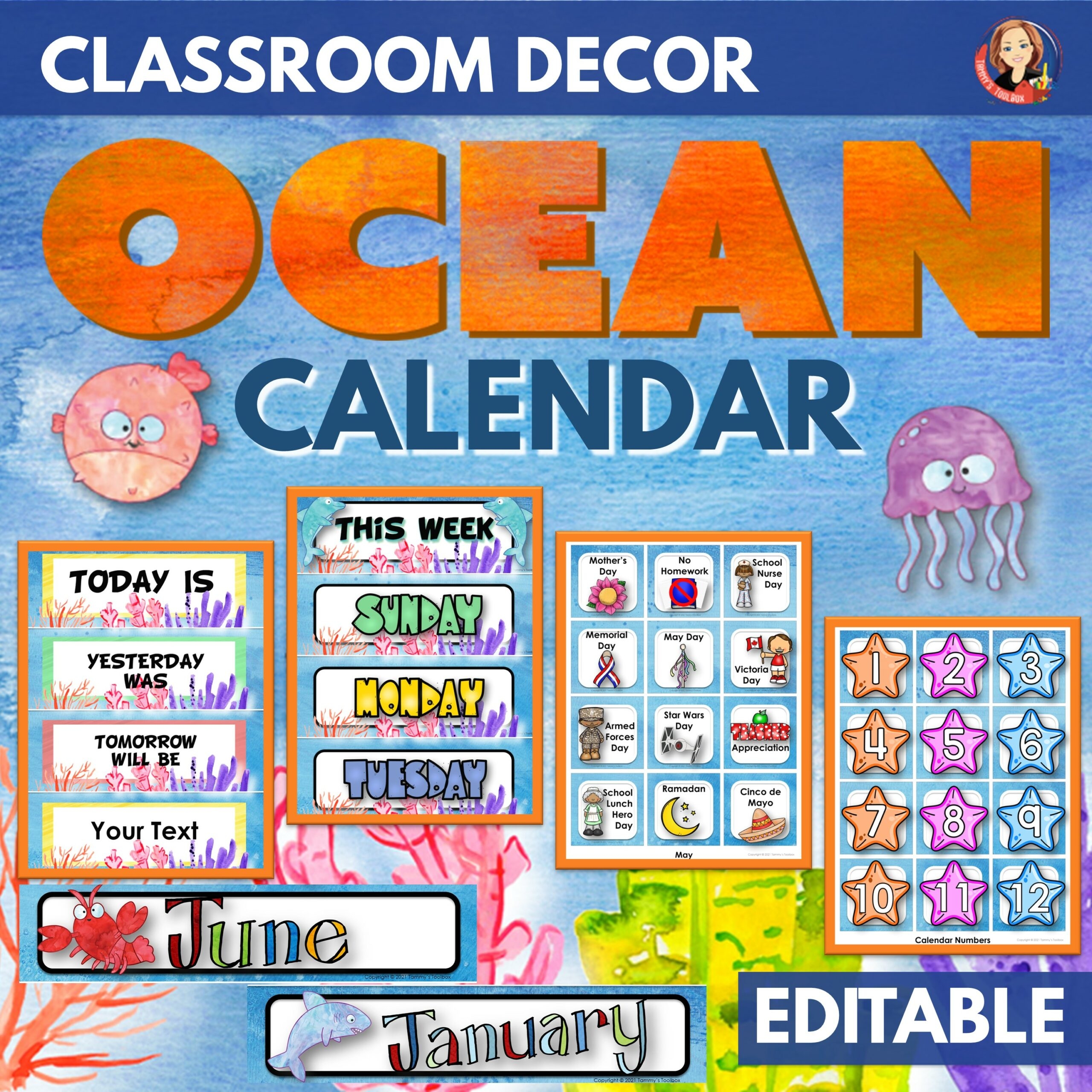 Classroom Calendar In Under The Sea Ocean Theme Made By Teachers