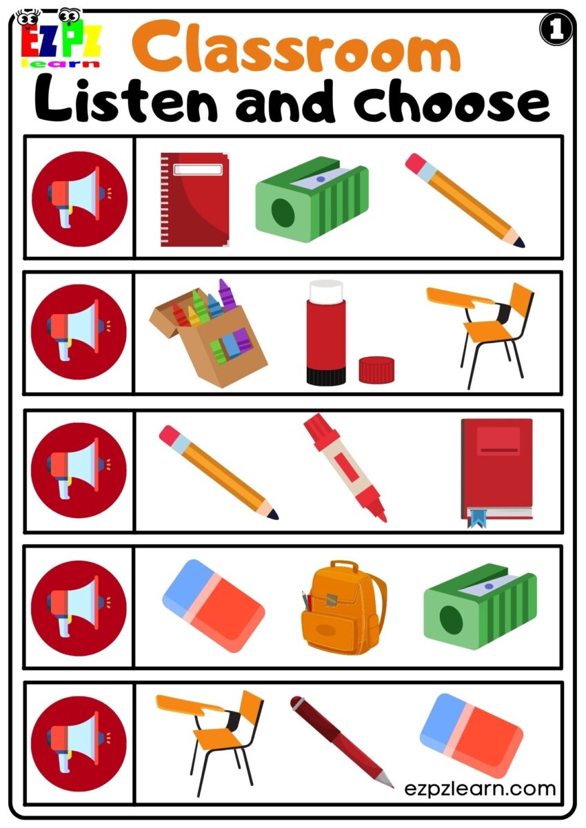 Classroom Listen And Choose Interactive Worksheet Great For Kids
