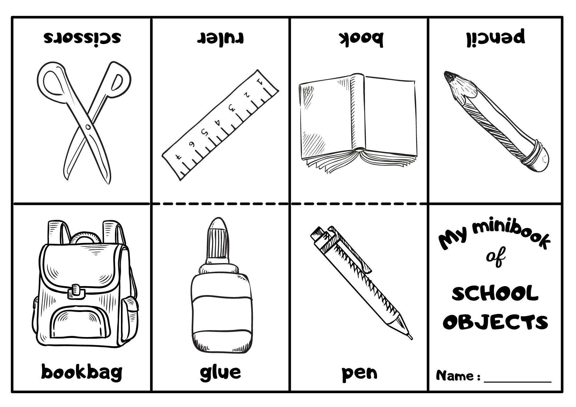 Classroom Objects Mini Coloring Book Ezpzlearn