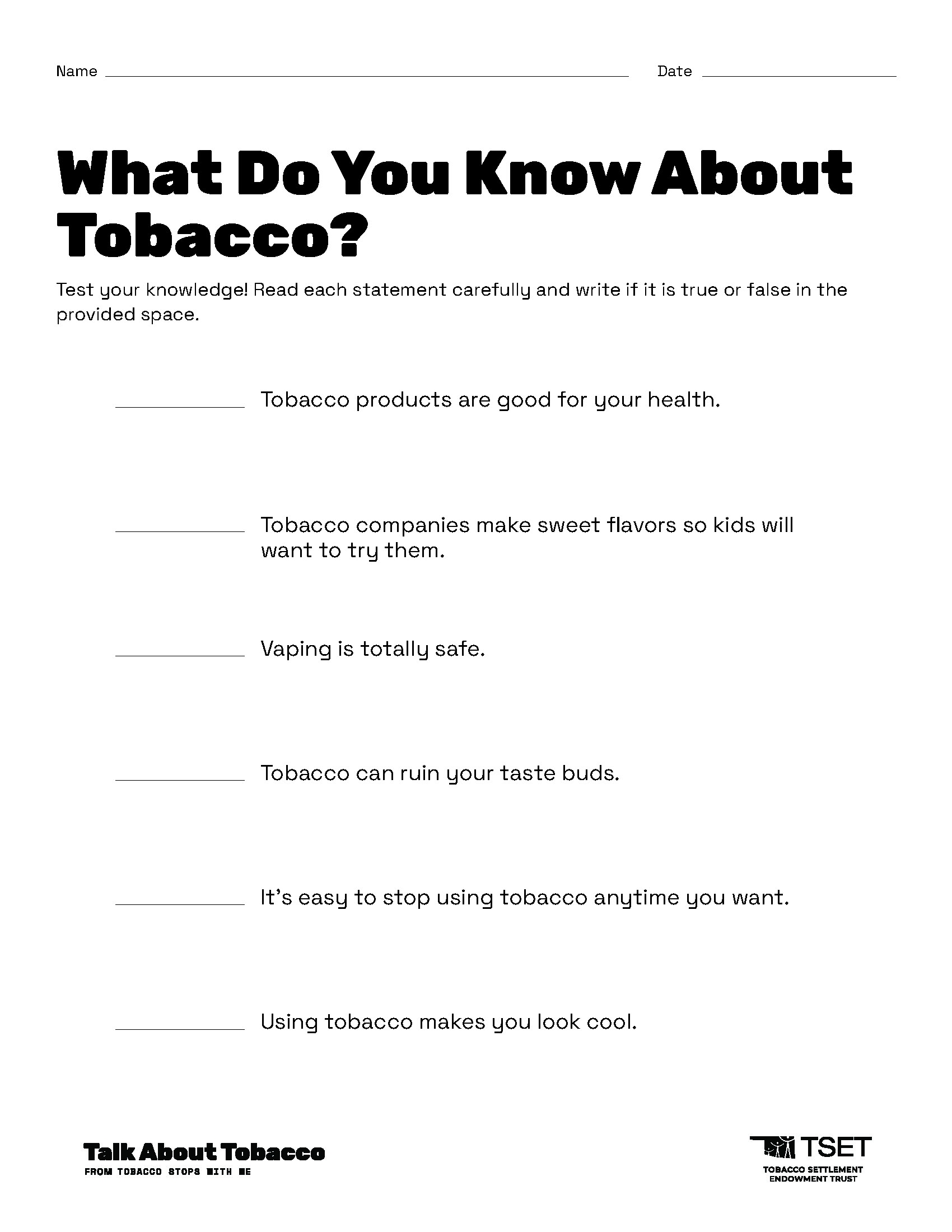 Classroom Resources On Tobacco Prevention