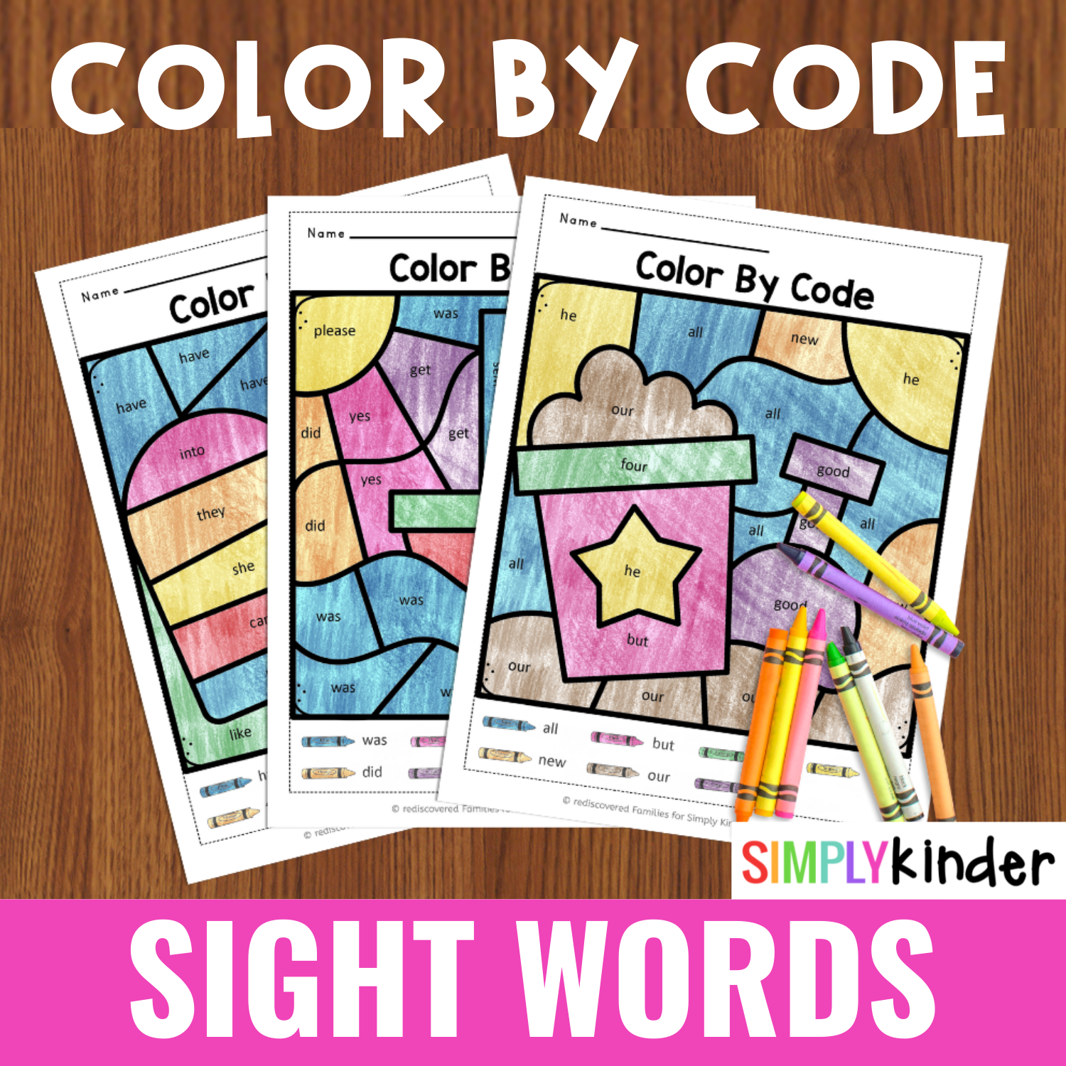 Color By Code Sight Words Printables For Kindergarten Simply Kinder Color By Code Sight Words Printables For Kindergarten Simply Kinder