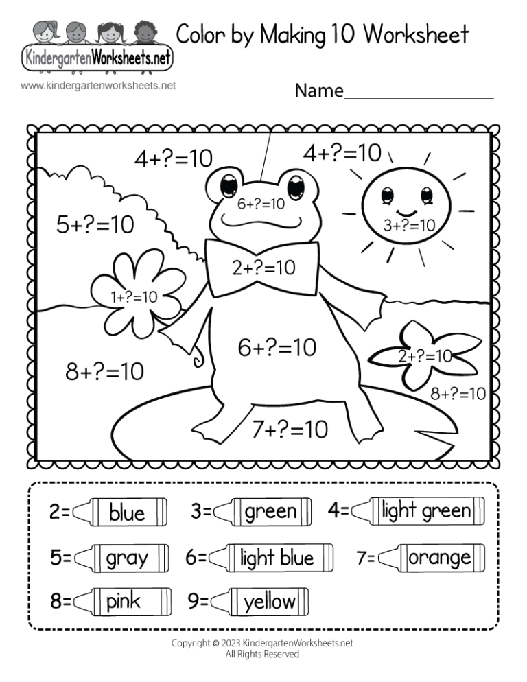 Color By Making 10 Worksheet Free Printable Digital PDF