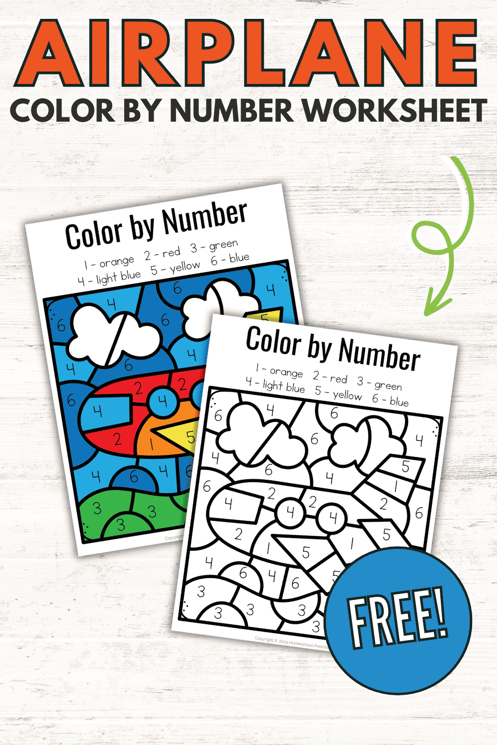 Airplane Preschool Printable Number Worksheet