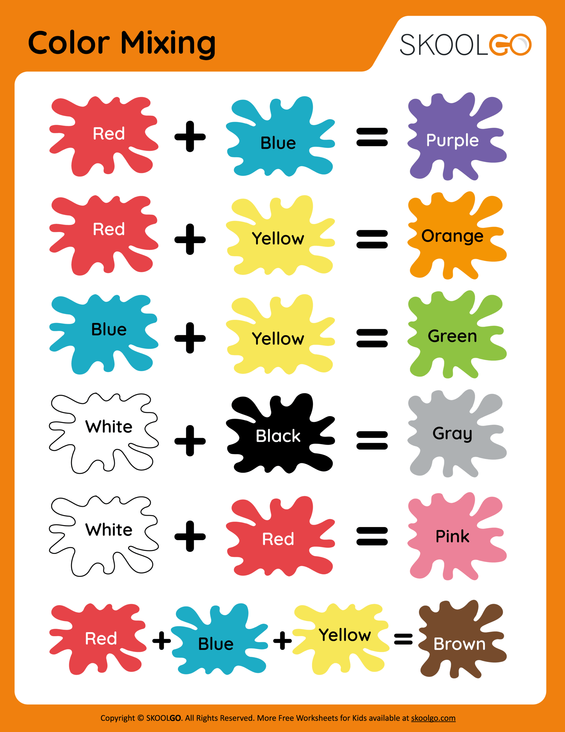 Color Mixing Free Worksheet SKOOLGO Color Mixing Free Worksheet SKOOLGO