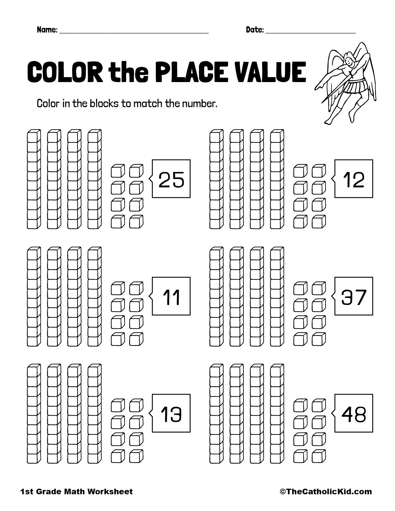 Color The Place Value Worksheet TheCatholicKid Color The Place Value Worksheet TheCatholicKid