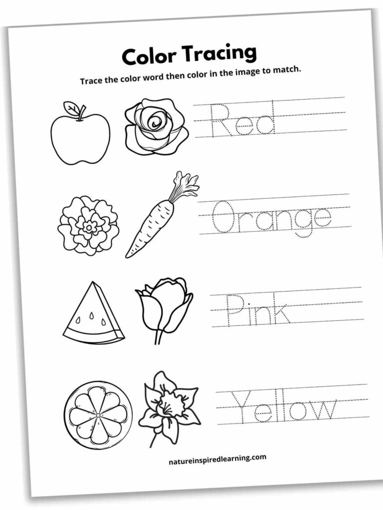 Color Tracing Worksheets Nature Inspired Learning