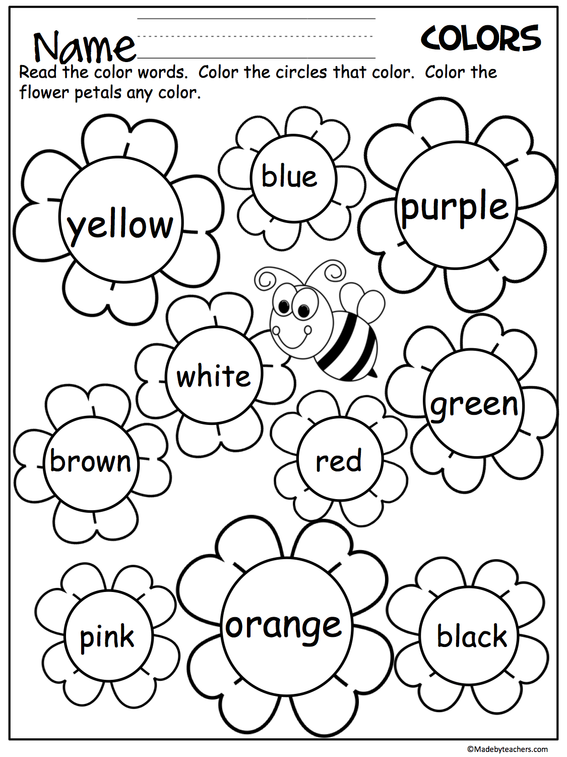 Color Words Practice Worksheets Worksheets Library
