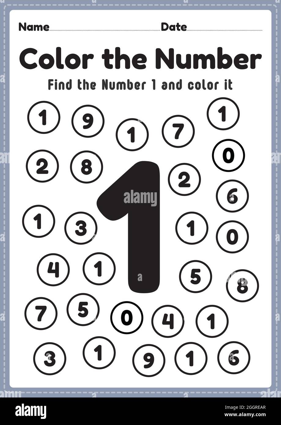 Coloring Numbers Number 1 Worksheet Math Printable Sheet For Coloring Numbers Number 1 Worksheet Math Printable Sheet For
