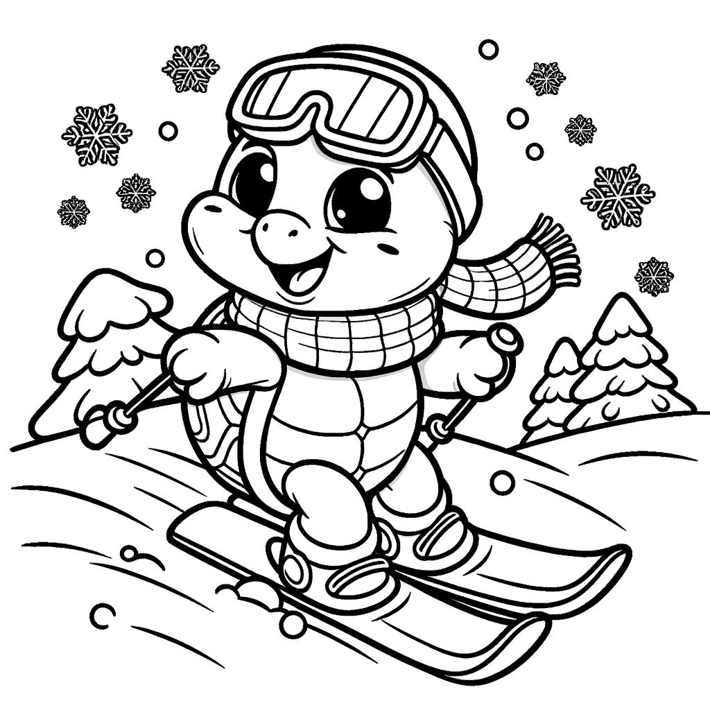 Coloring Page Penguin Ski Adventure Free Printable Color Page For Kids