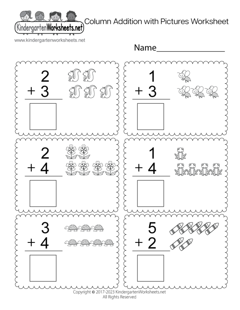 Column Addition With Pictures Worksheet Free Printable Digital 