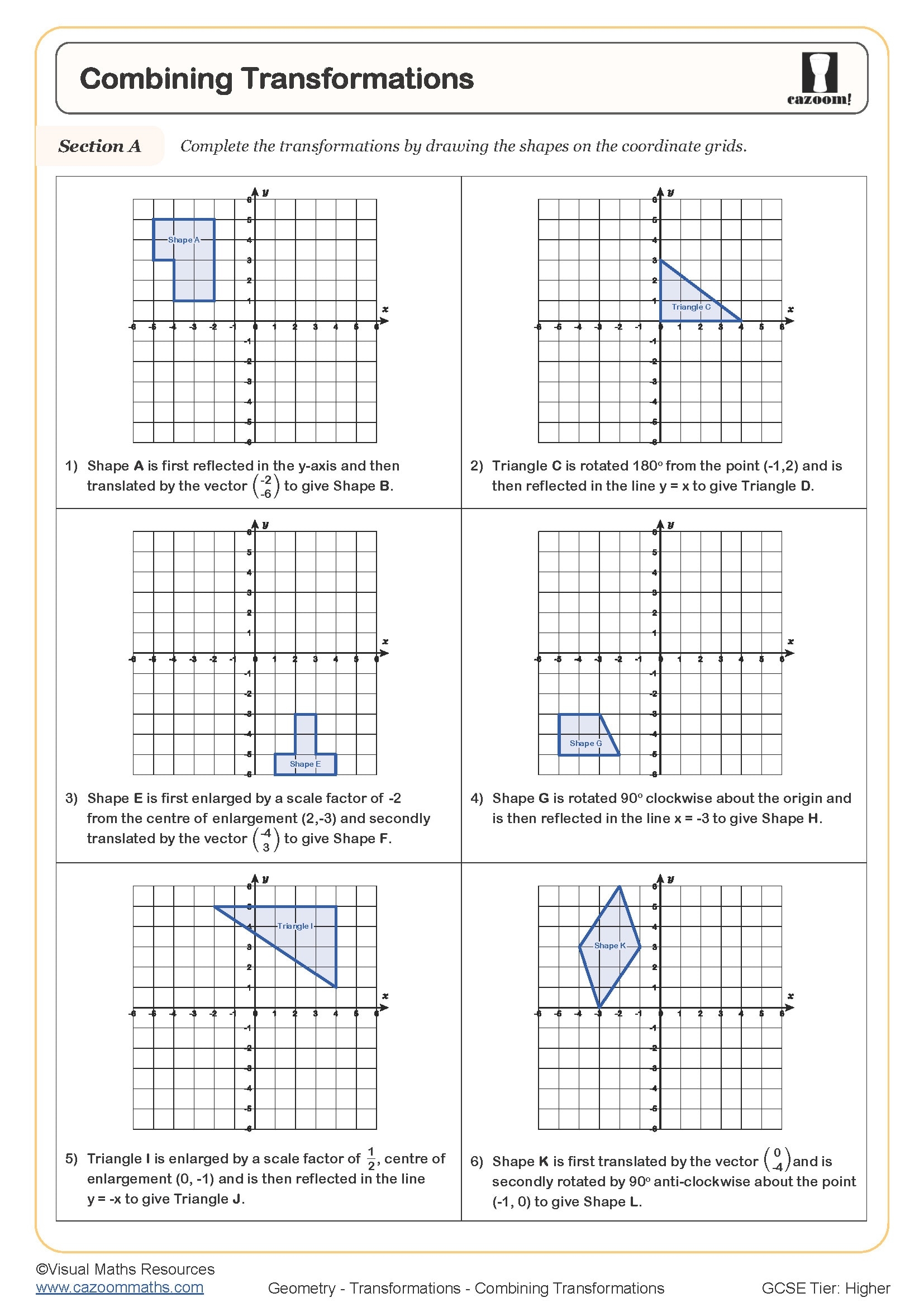 Combining Transformations Free Worksheet Printable PDF Worksheets Combining Transformations Free Worksheet Printable PDF Worksheets