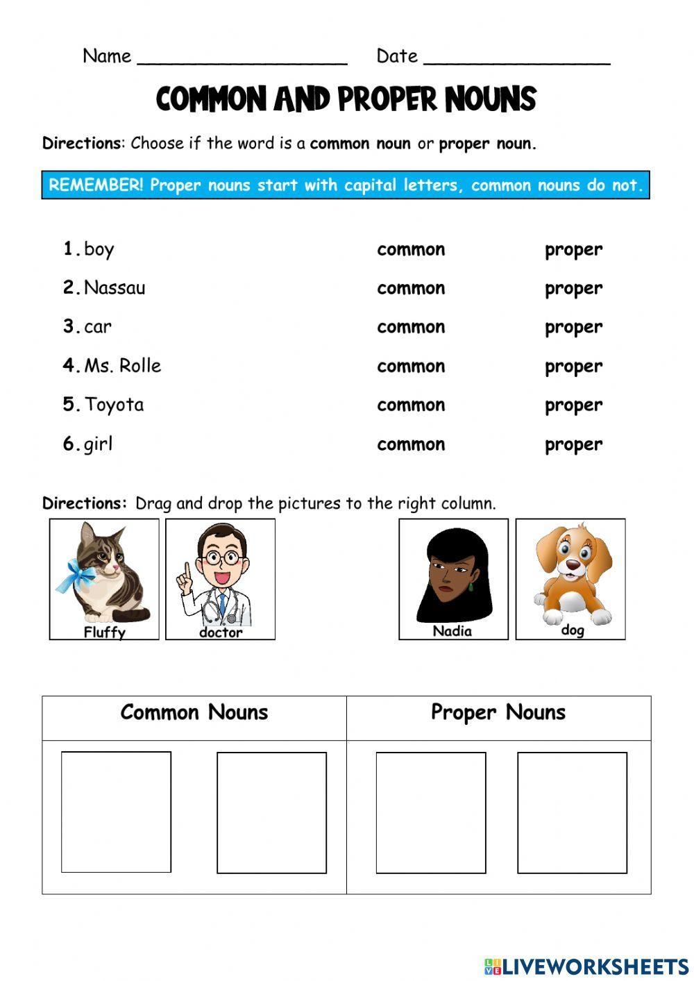 Free 2nd Grade Proper Noun Worksheets Free 2nd Grade Proper Noun Worksheets
