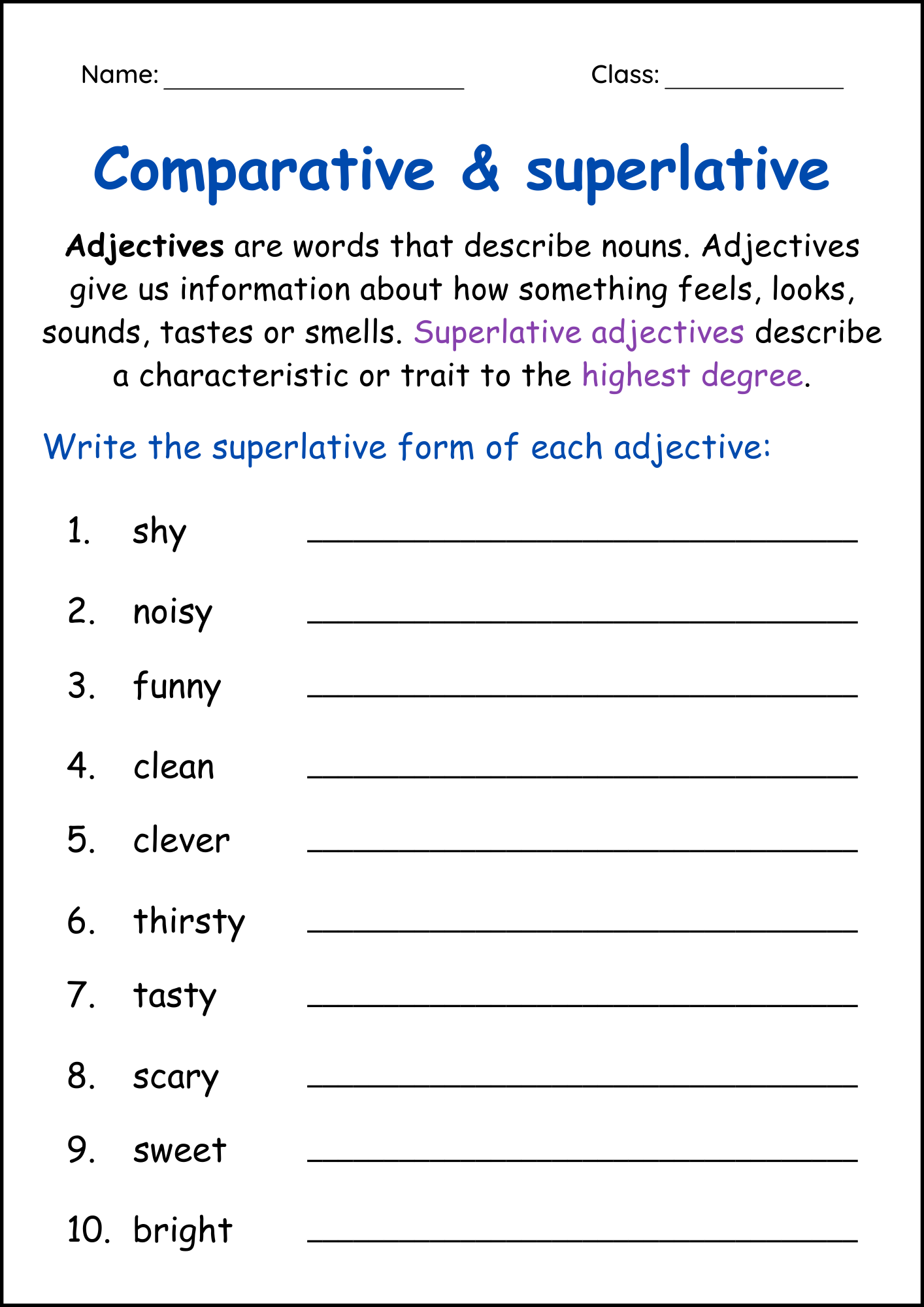Comparative And Superlative Printable Worksheets Esl Comparative And Superlative Printable Worksheets Esl