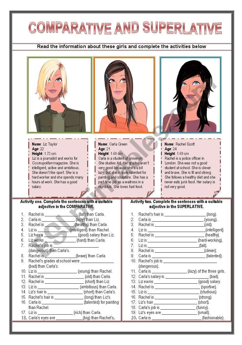 Comparative And Superlative ESL Worksheet By Nuria08 Comparative And Superlative ESL Worksheet By Nuria08