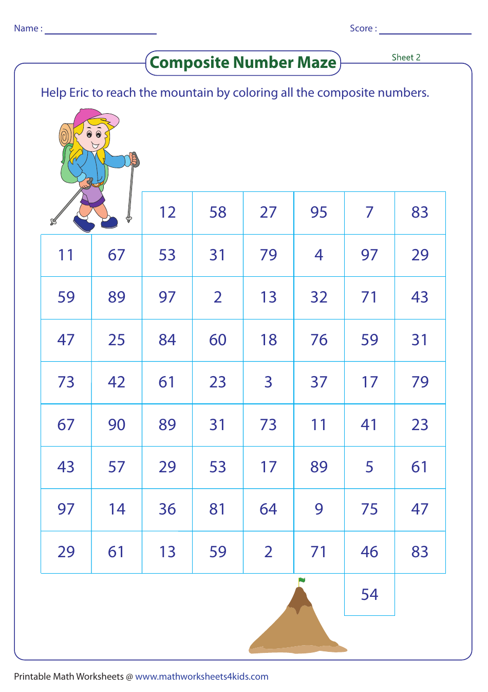 Composite Number Maze Worksheet With Answer Key Hiking Download Printable PDF Templateroller Composite Number Maze Worksheet With Answer Key Hiking Download Printable PDF Templateroller