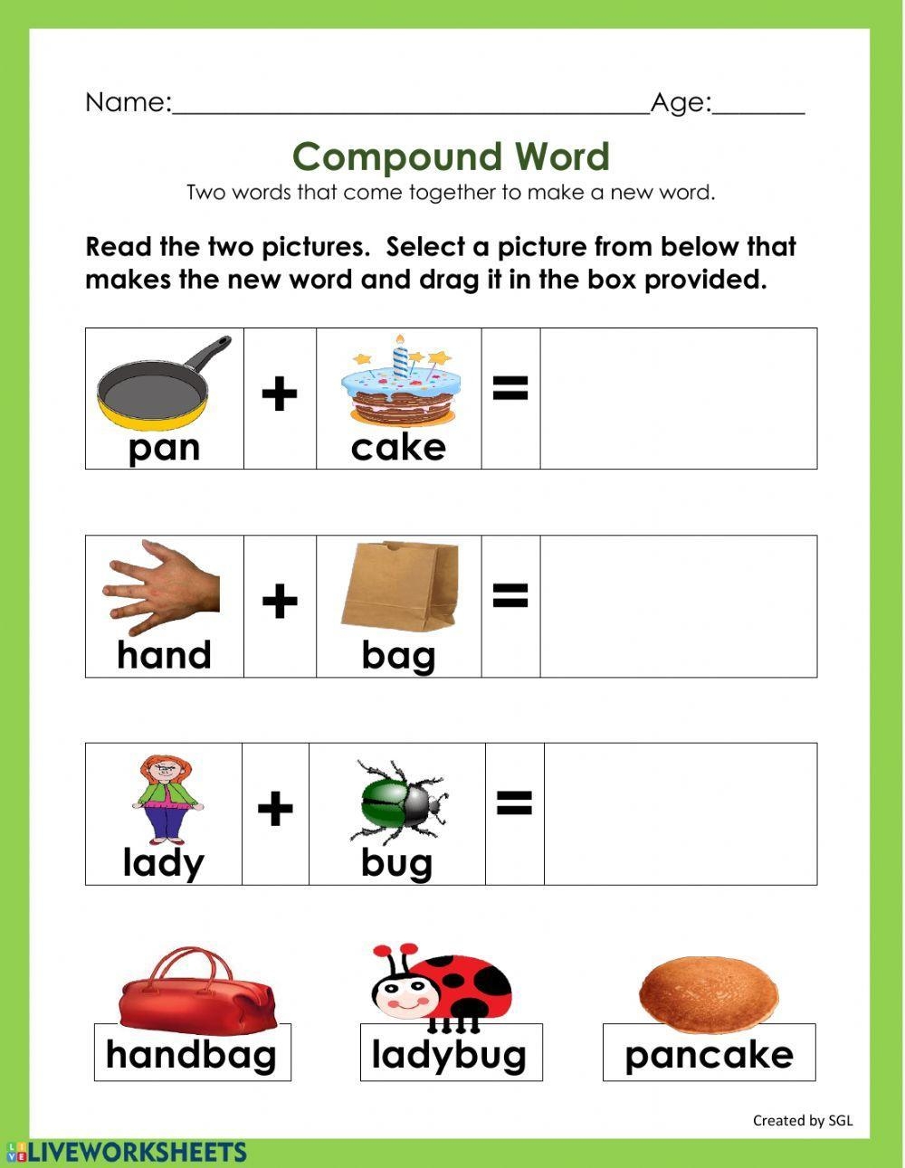 Free Compound Word Worksheets For Kindergarten