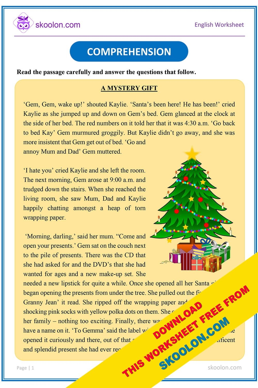 Comprehension A Mystery Gift Skoolon Comprehension A Mystery Gift Skoolon