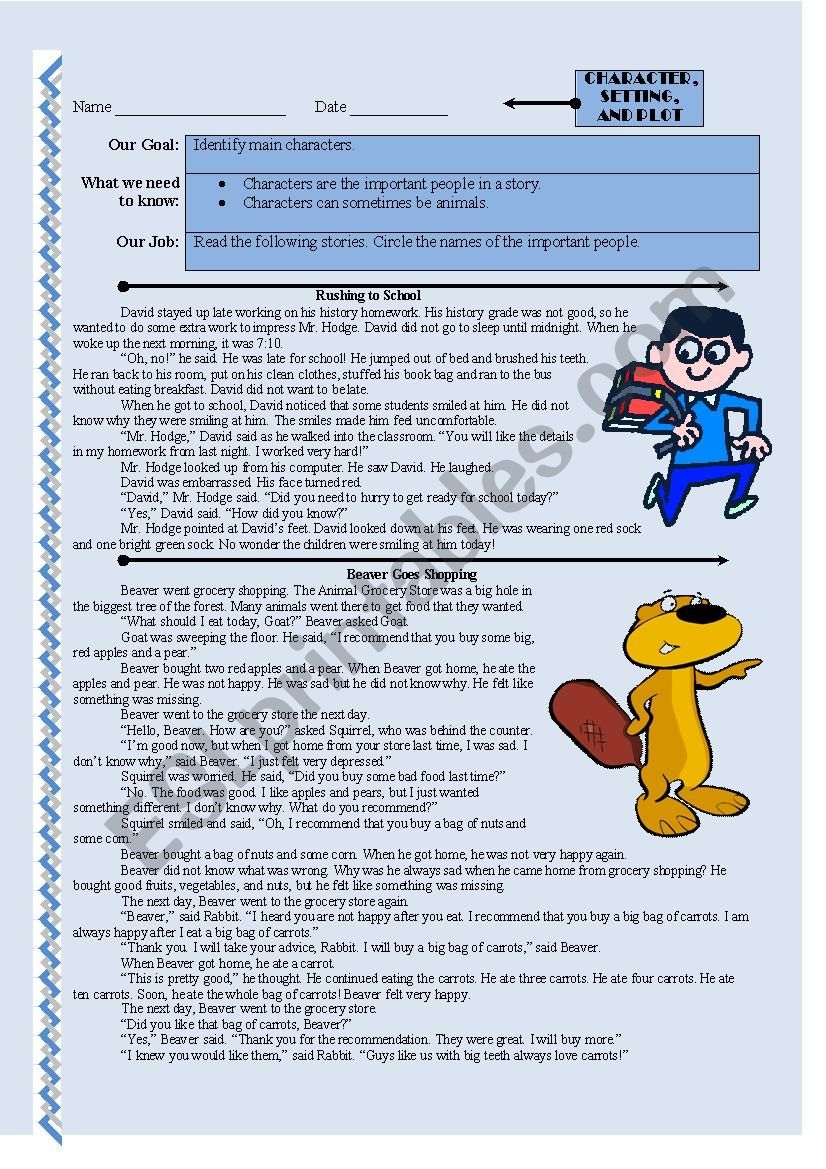 Comprehension Character Setting And Plot ESL Worksheet By Mvblair Comprehension Character Setting And Plot ESL Worksheet By Mvblair
