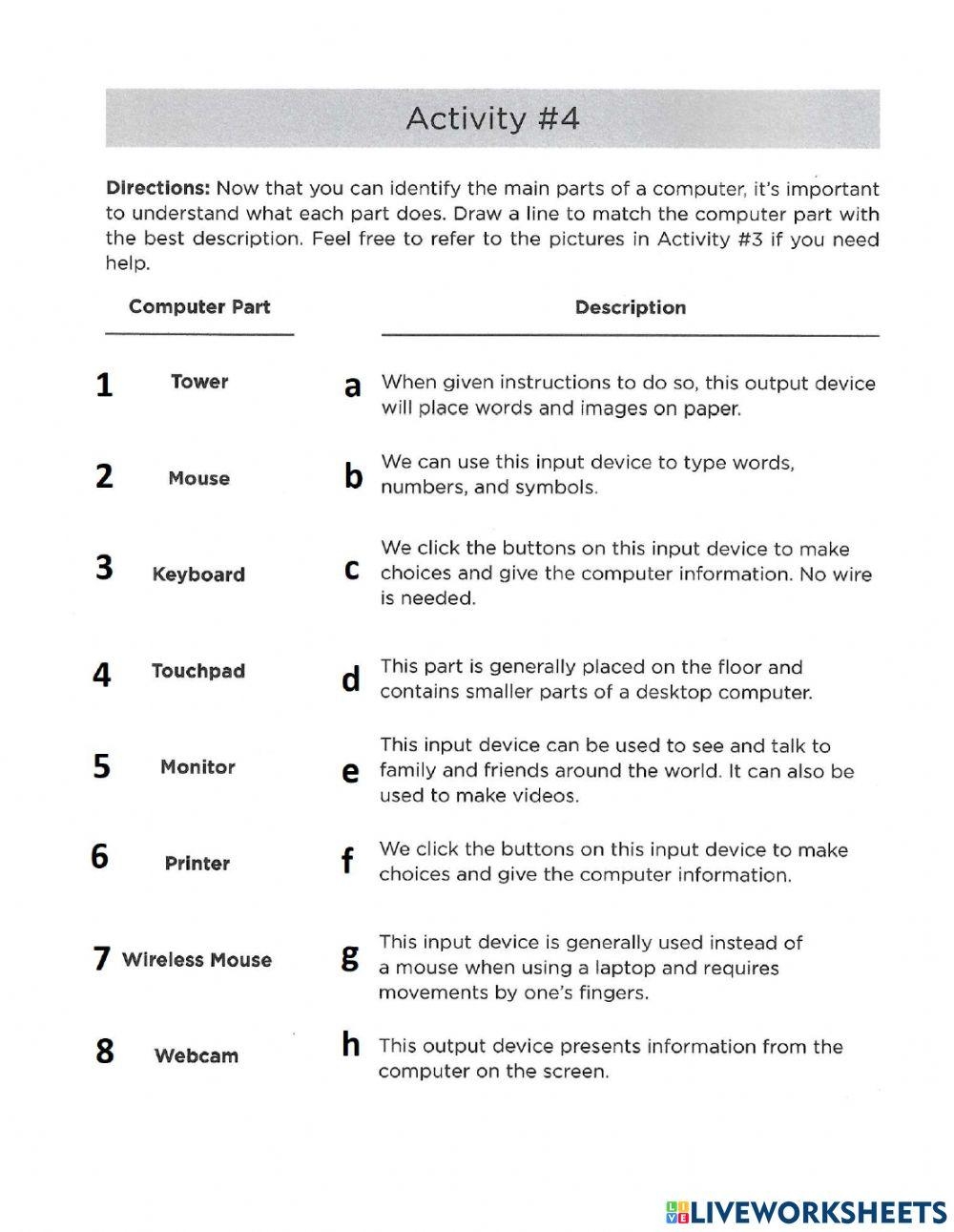 Computer Literacy Interactive Worksheet Worksheets Library