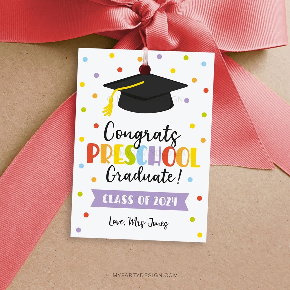 Congrats Preschool Graduate Tag Printable PDF My Party Design Congrats Preschool Graduate Tag Printable PDF My Party Design