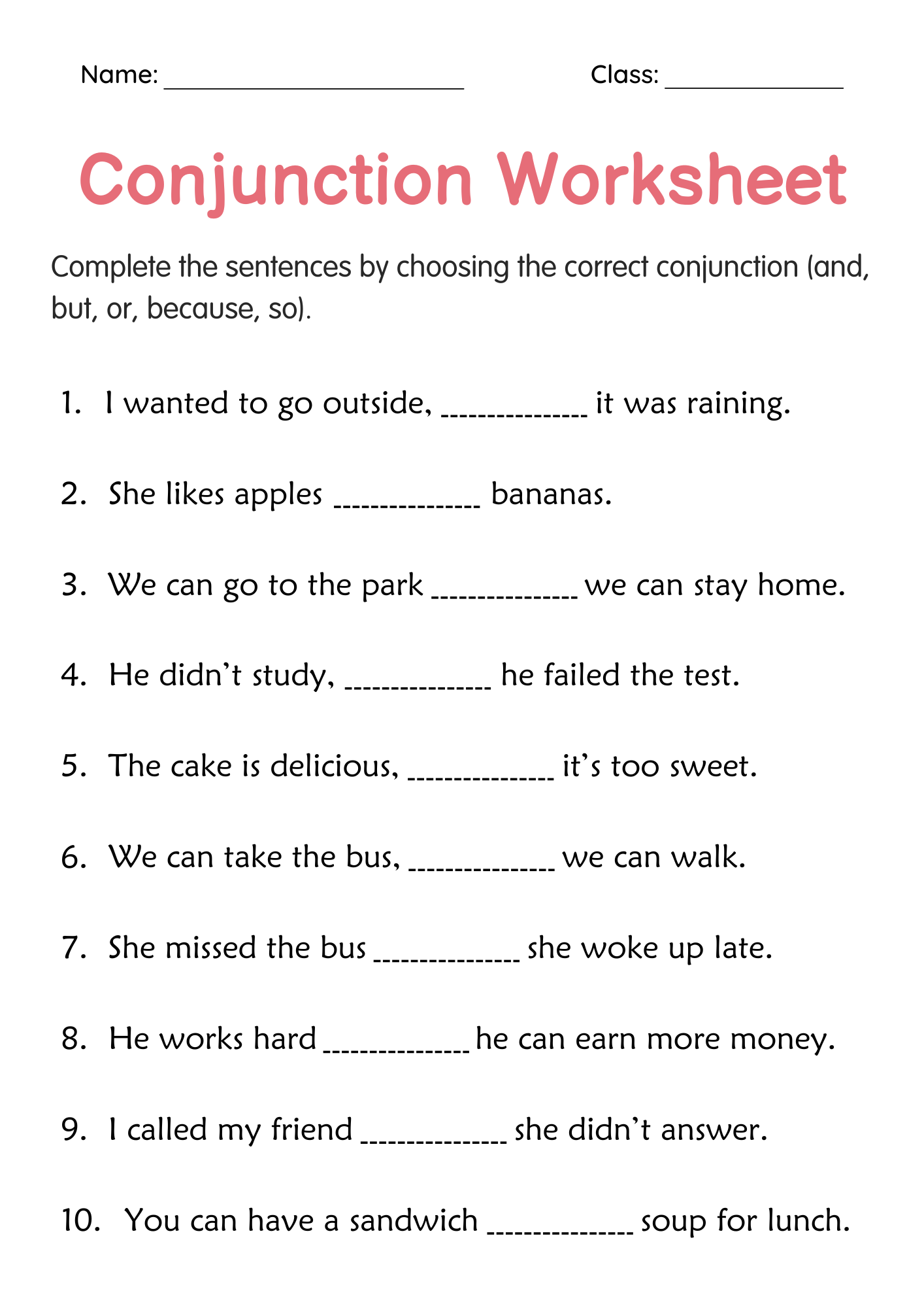 Printable Grammar Worksheets For 2nd Grade