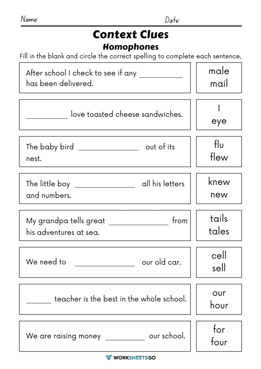 Free Context Clues Worksheets 7th Grade