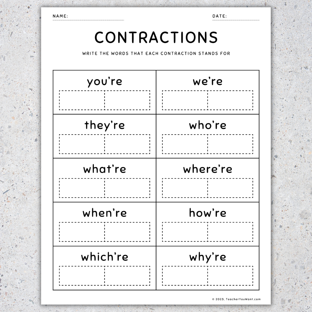 Contractions Worksheets And Activities Grammar Practice Review Pages Contractions Worksheets And Activities Grammar Practice Review Pages
