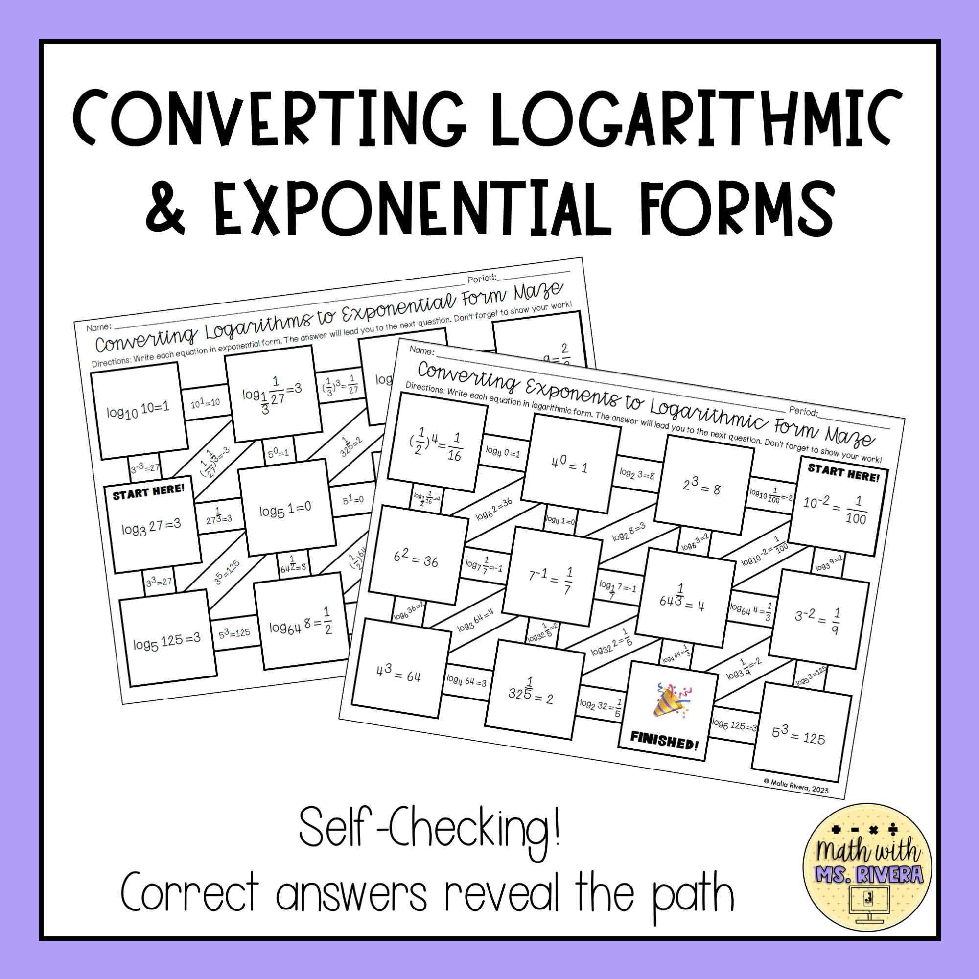 Natural Logarithms Equations Maze Worksheet Answers