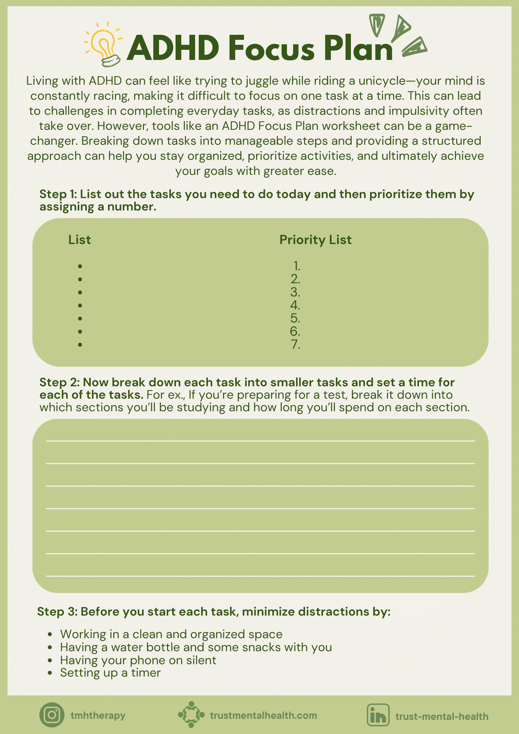 Coping Skills Printable Worksheets