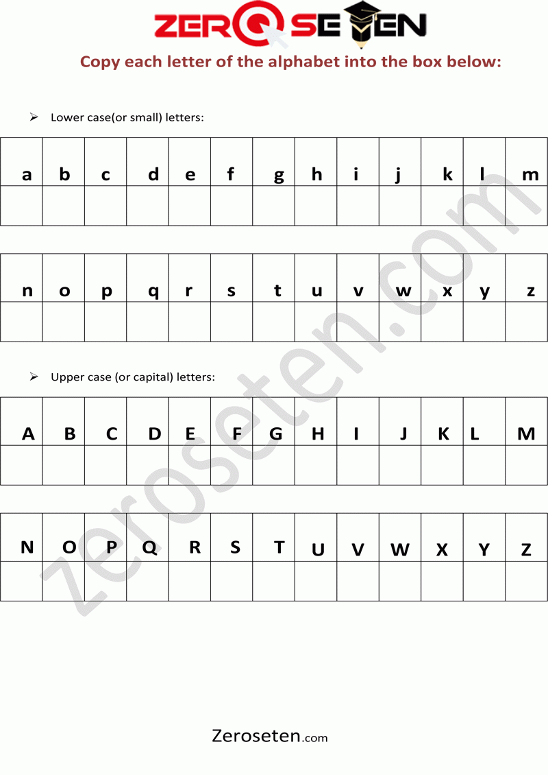 Copy Each Letter Of The Alphabet Into The Box Below Zero Se Ten Blog