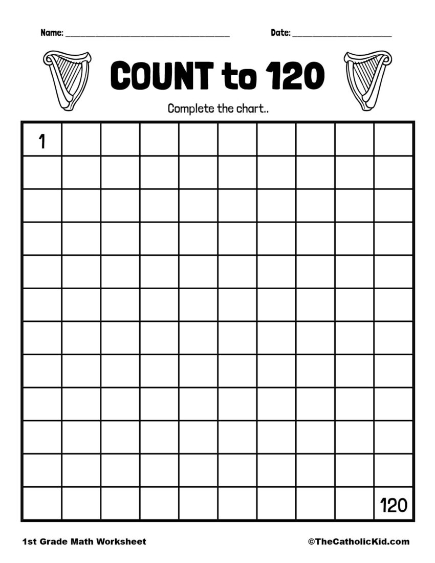 Count To 120 1st Grade Math Worksheet Catholic TheCatholicKid