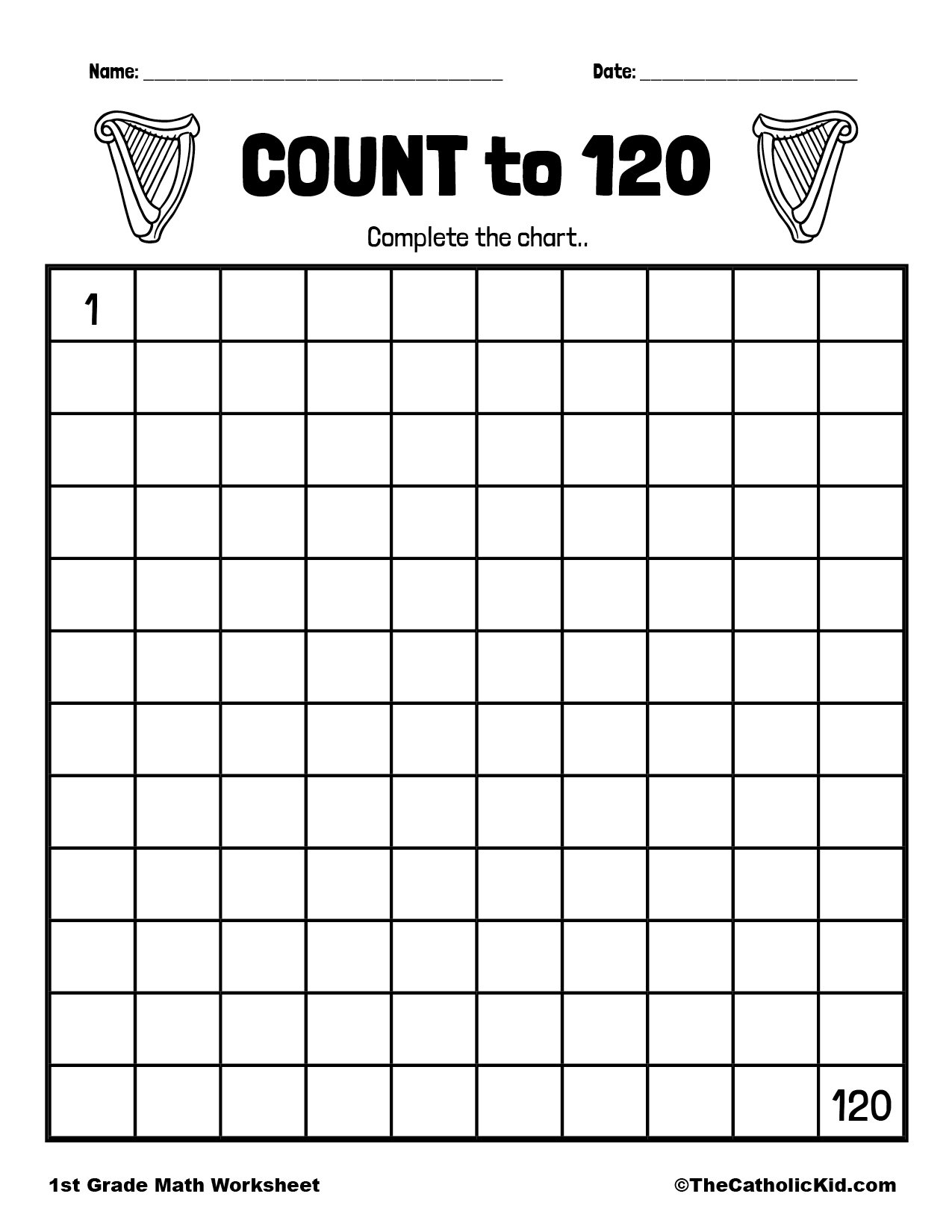Count To 120 1st Grade Math Worksheet Catholic TheCatholicKid Count To 120 1st Grade Math Worksheet Catholic TheCatholicKid