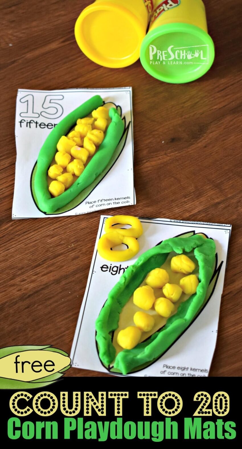 Count To 20 Corn Counting Activity With Playdough