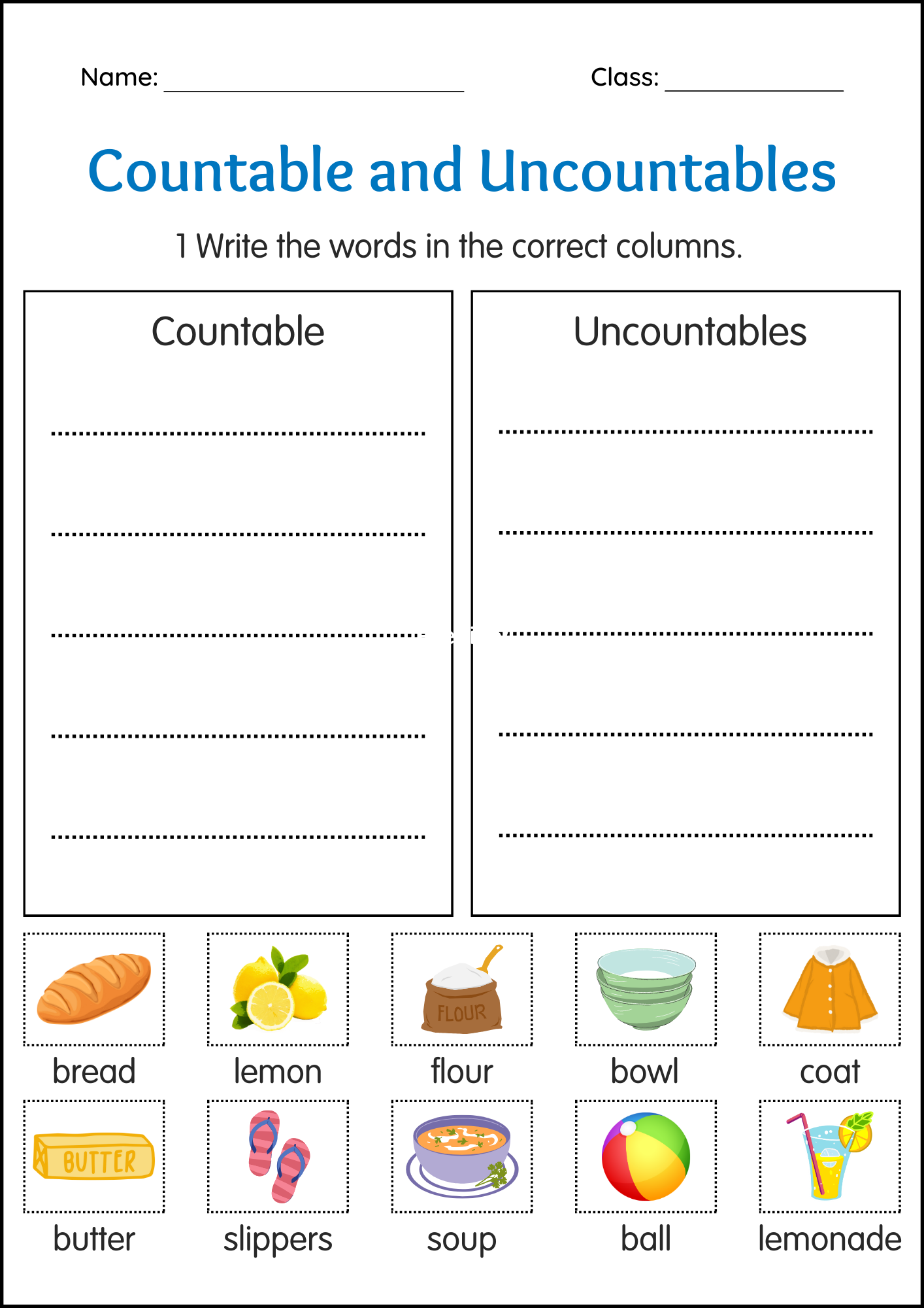 Free Noun Worksheets For 2nd Grade