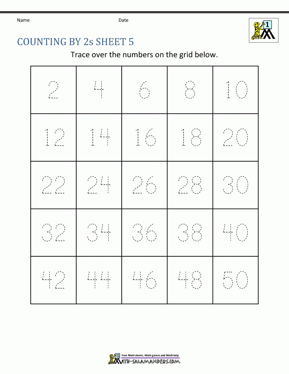 Free Printable Worksheets Counting By 2s
