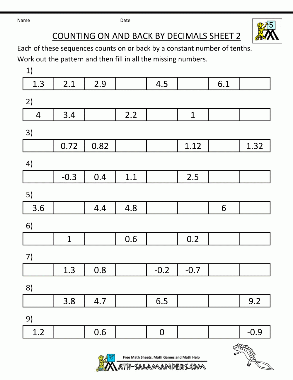 Counting By Decimals