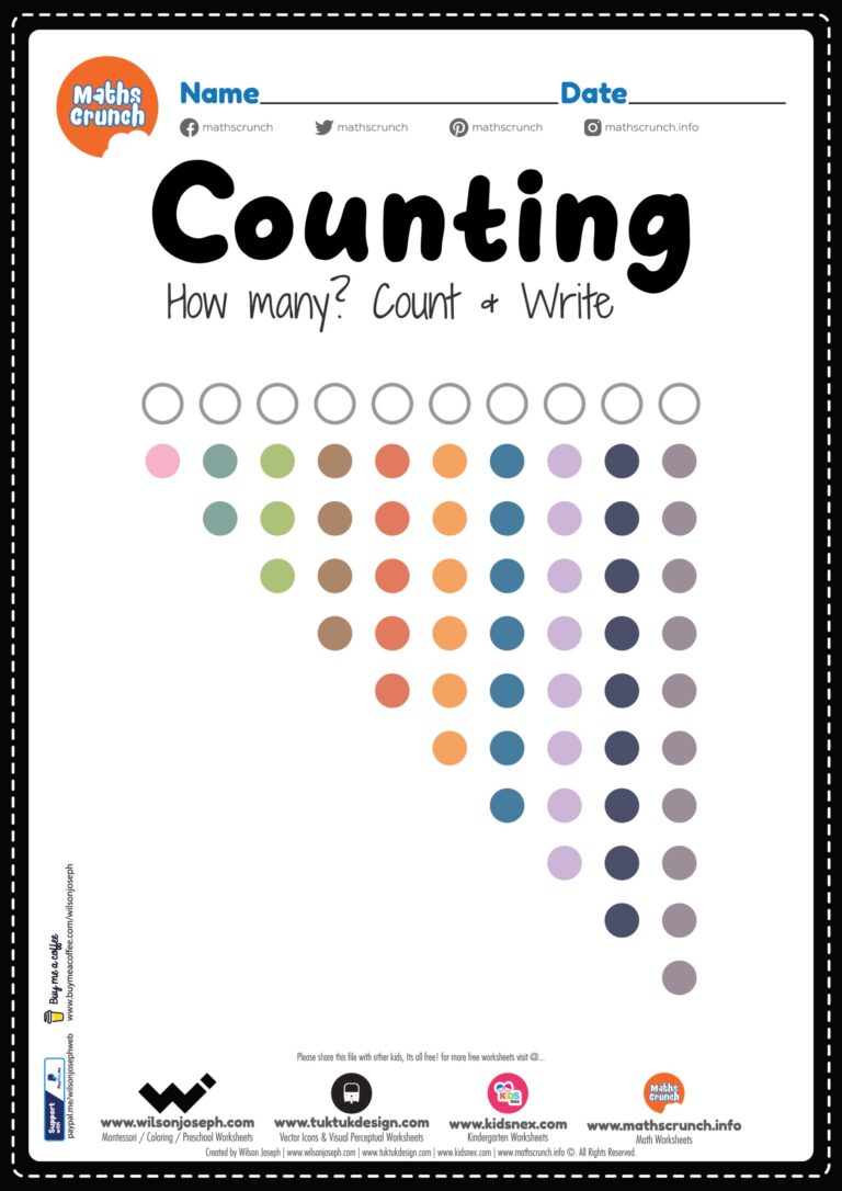 Counting Worksheet For Montessori Free Printable PDF For Kids