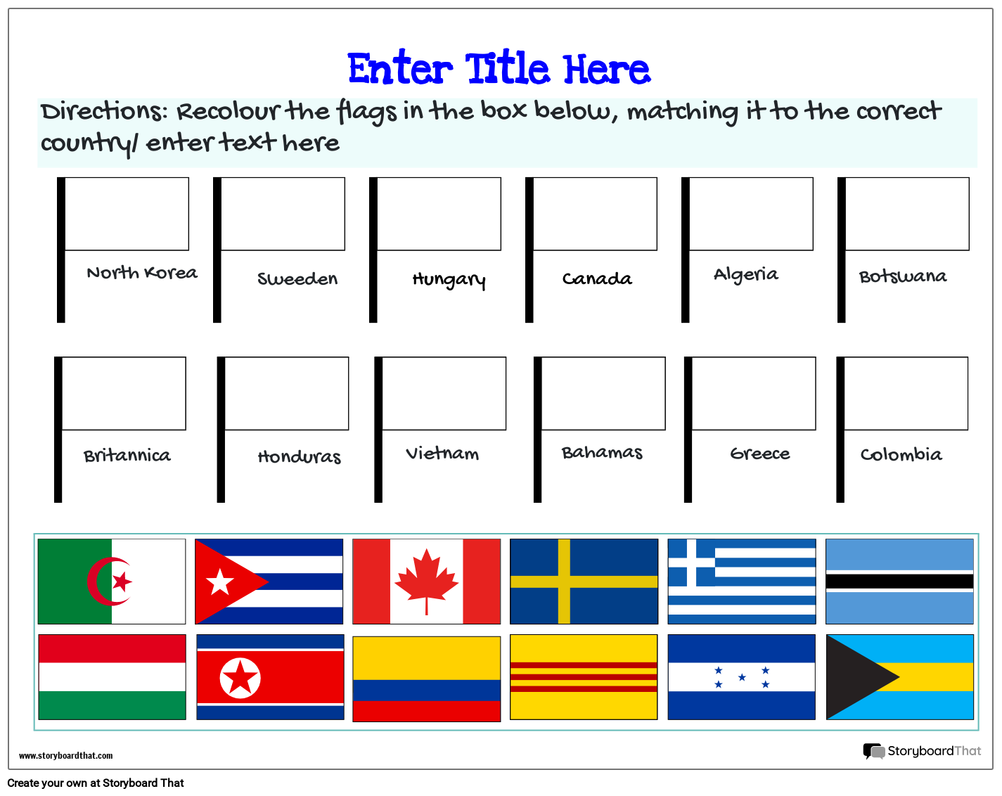 Country Cards Based Flag Worksheet Template Storyboard Country Cards Based Flag Worksheet Template Storyboard