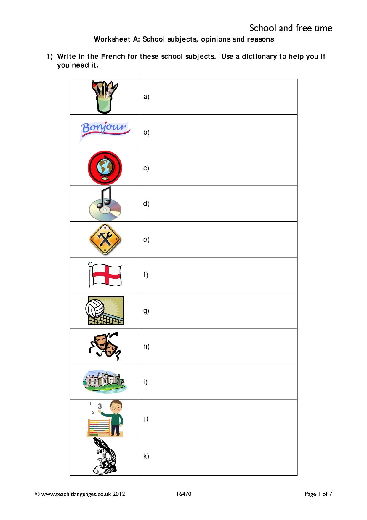 Cover Worksheets School KS3 French Teaching Resource Teachit Worksheets Library