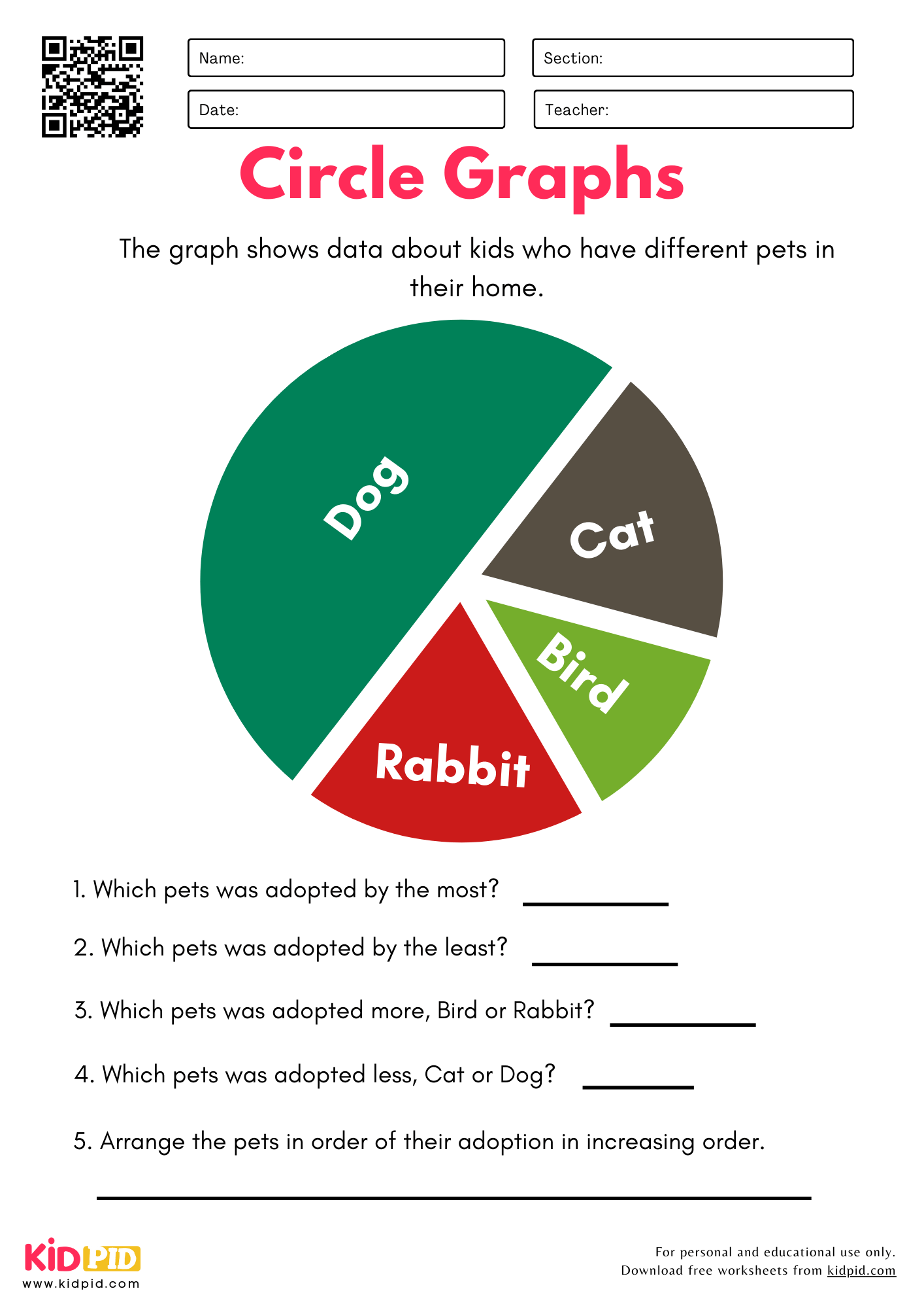 Printable Pie Graph Worksheets Printable Pie Graph Worksheets