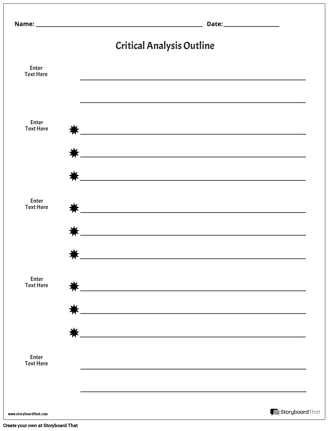Critical Analysis Essay Outline Template StoryboardThat