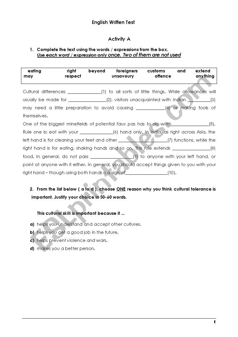 Culture Shock Reading Comprehension Worksheets Culture Shock Reading Comprehension Worksheets