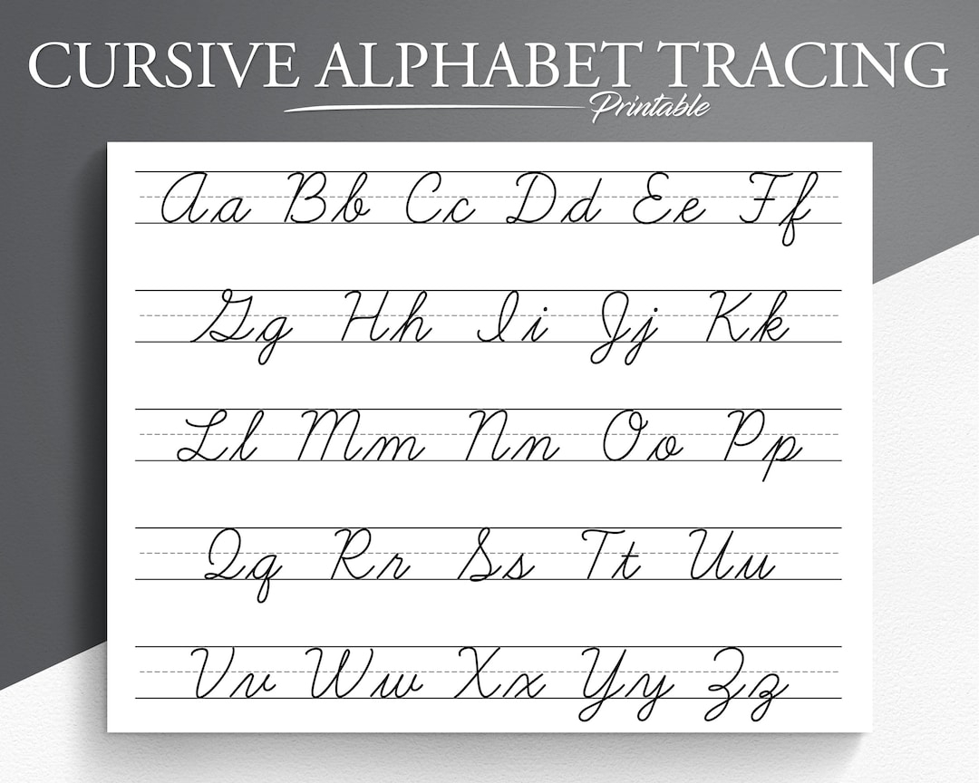 Cursive Alphabet Tracing Worksheet Printable Trace The Cursive Alphabet Cursive Practice Letter Tracing Tracing Worksheets Etsy UK
