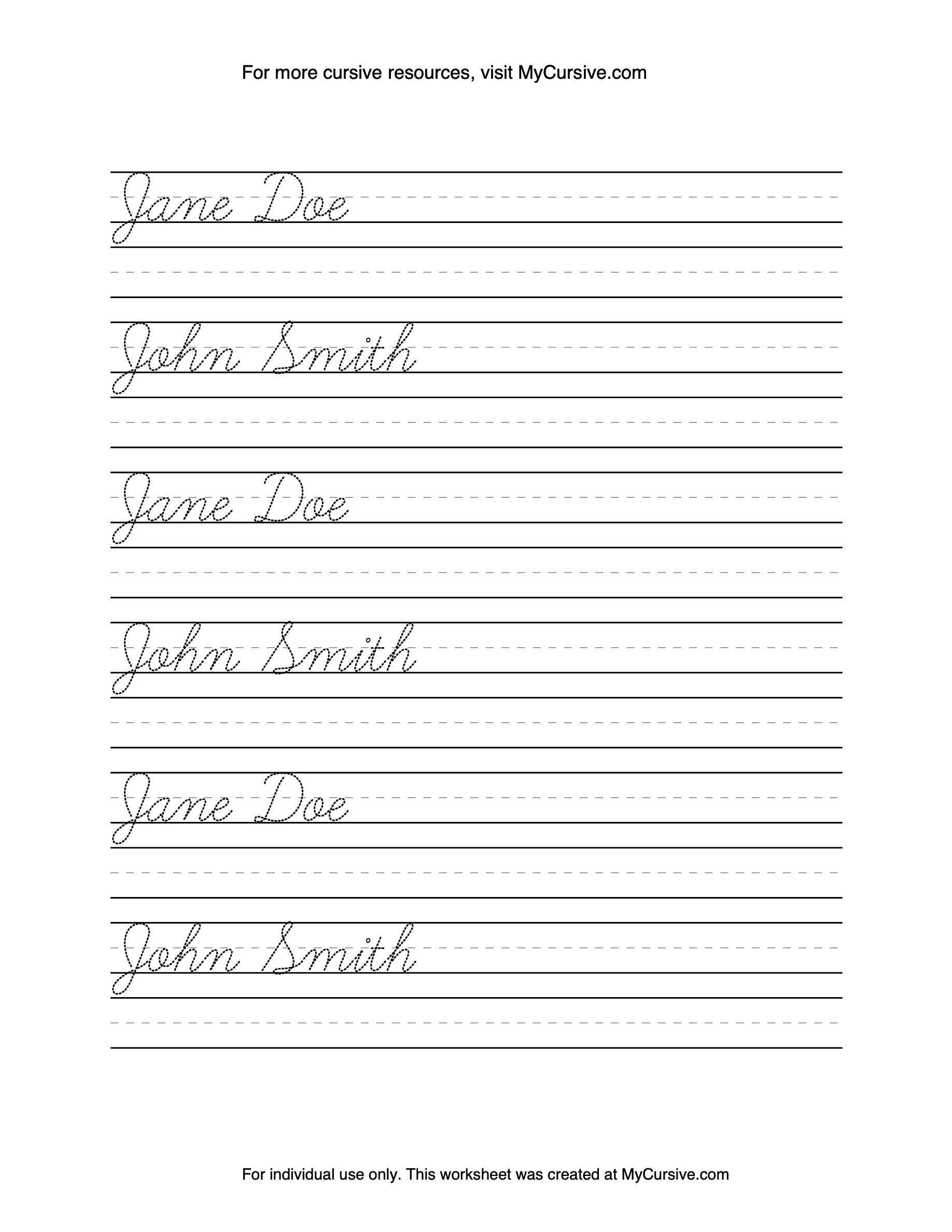 Cursive Worksheet Generator