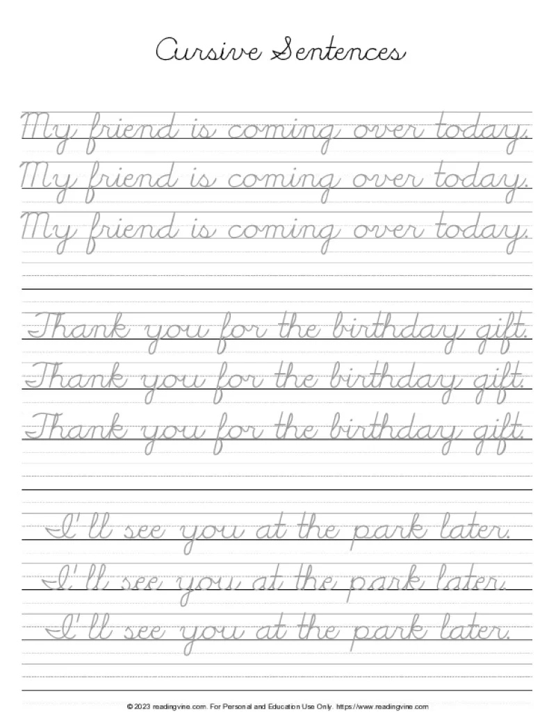 Free Printable Cursive Writing Worksheets Pdf