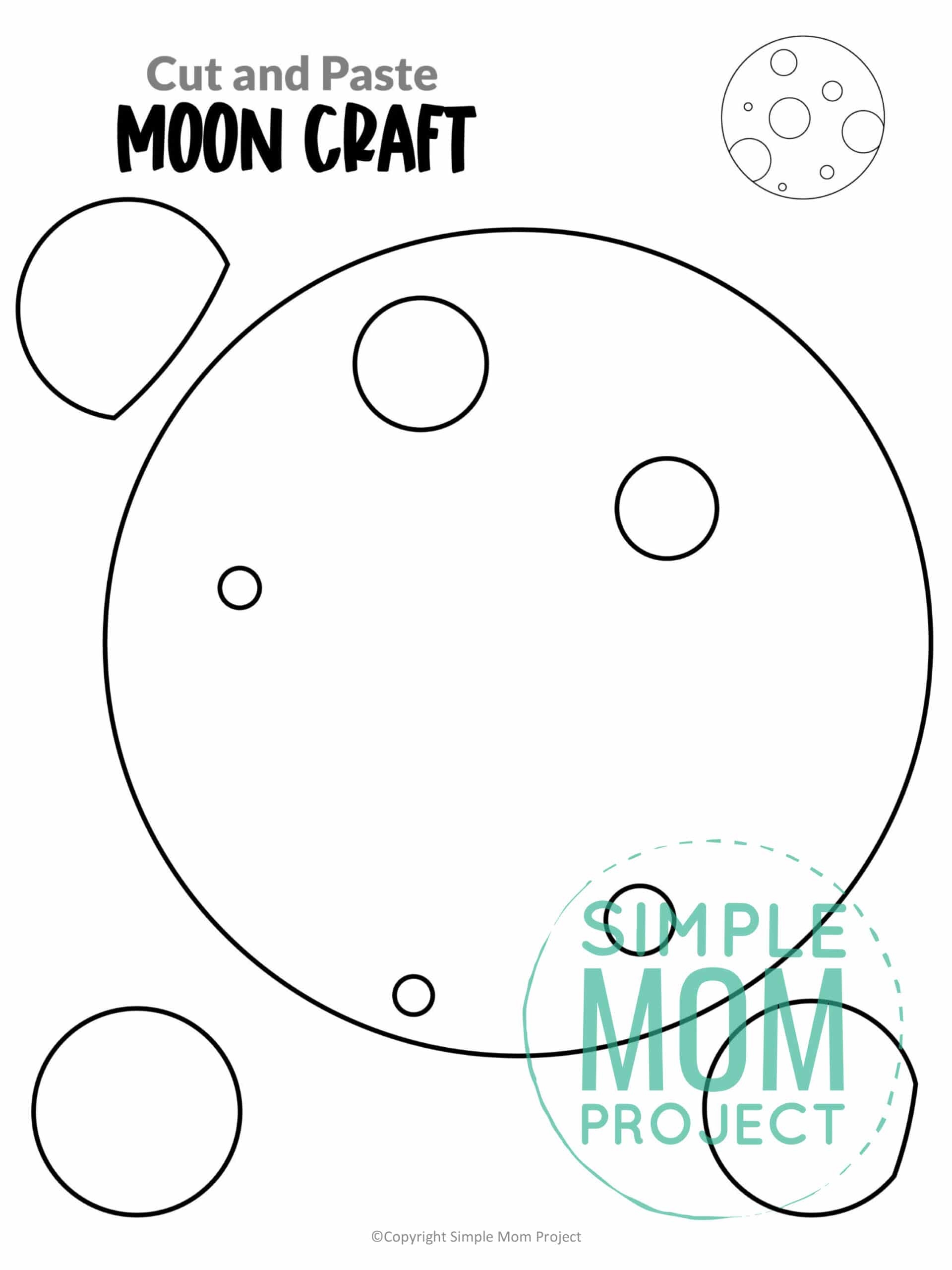 Cut And Paste Moon Craft With Moon Template Simple Mom Project