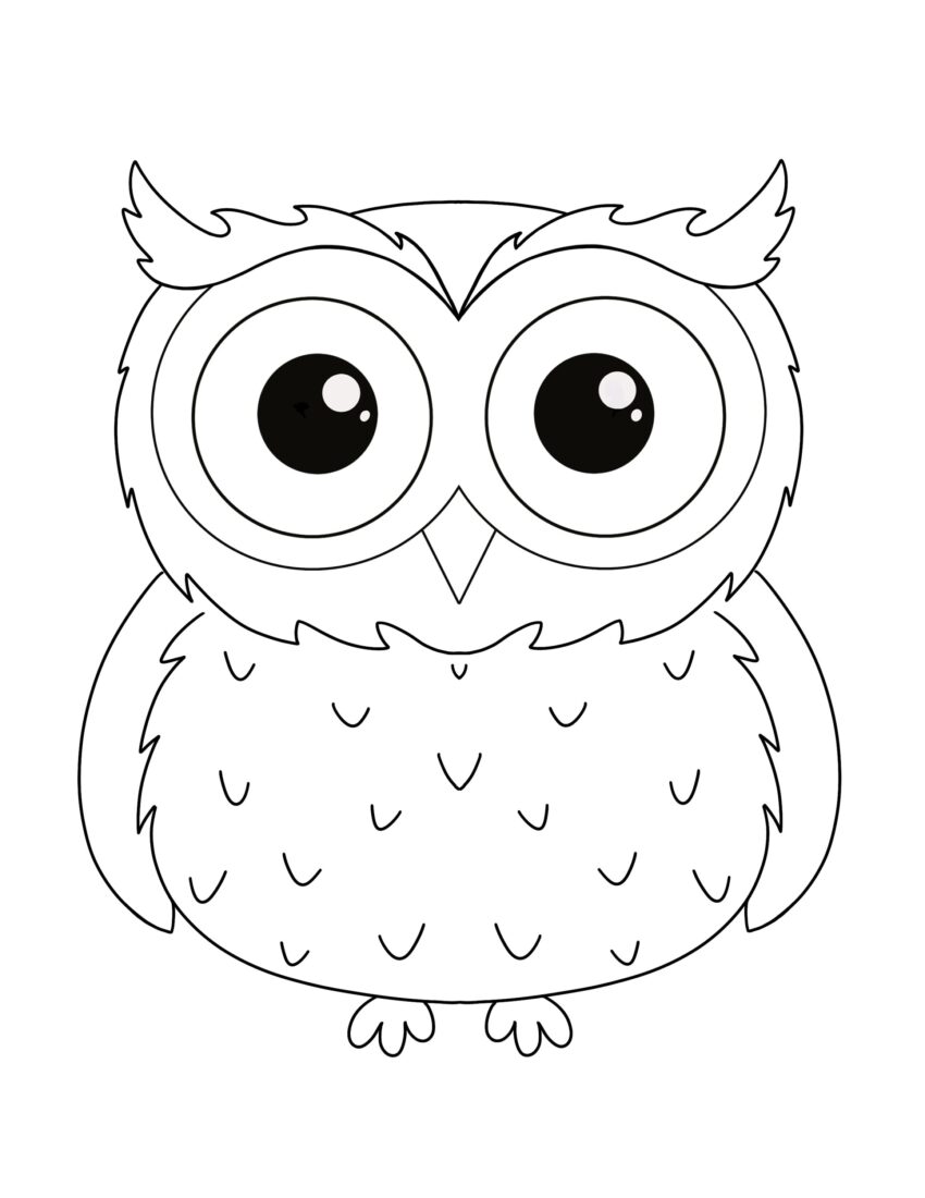 Cute Owl Coloring Page For Kids Digital Download Full Page Owl