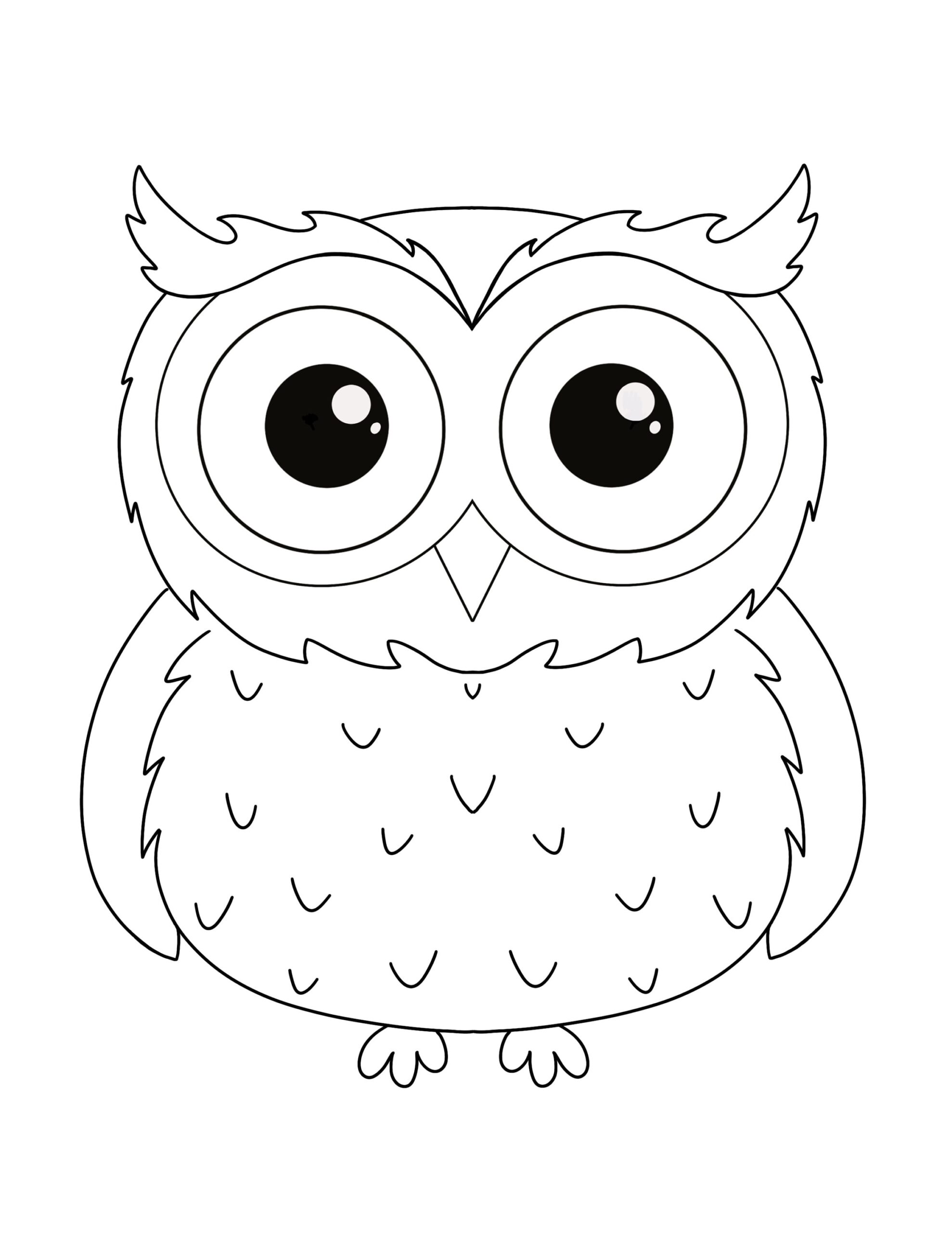 Cute Owl Coloring Page For Kids Digital Download Full Page Owl 
