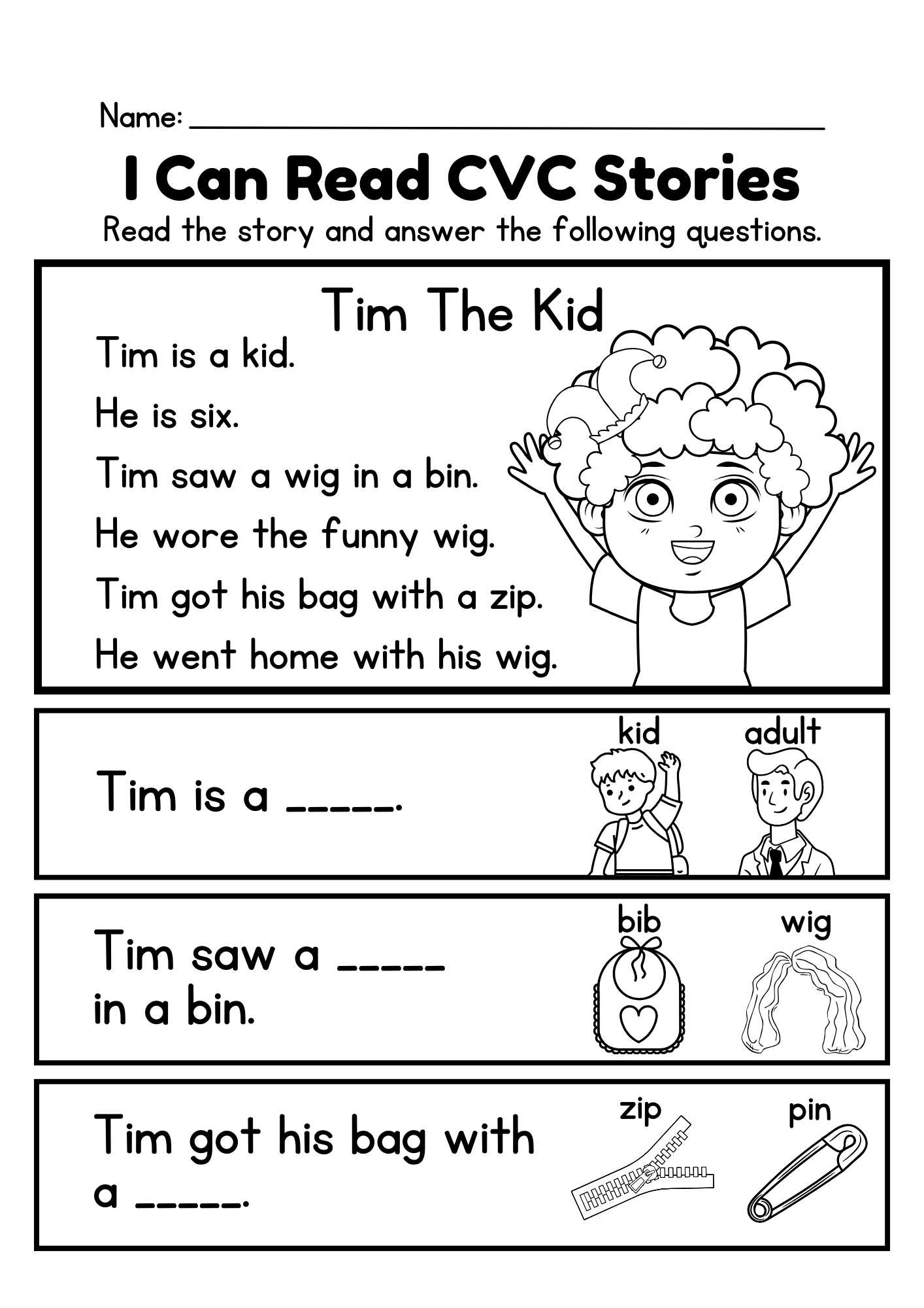 CVC Reading Comprehension For Kindergarten Mobotoy